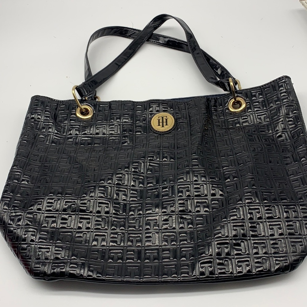 Tommy Hilfiger faux Black Patent Leather Tote